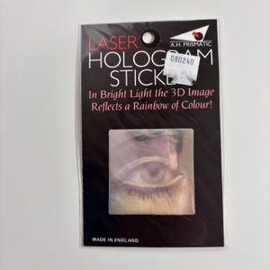 Autocollant holographique vtg des années 90 / / vintage 3D hologramme illusion d'optique argent lithographie en mouvement style psychédélique trippy nostalgique y2k sticker