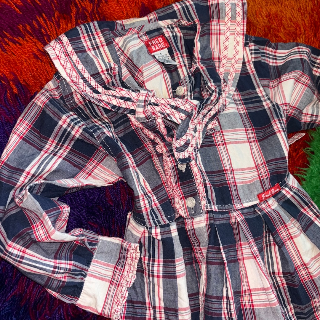 Sailor-Collar Cultural Knit Dress for Girls – Red Sweater Top main image 0