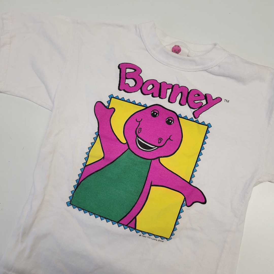 Vtg 90s KIDS BARNEY TSHIRT // Vintage Youth Large Purple Dinosaur Crop ...