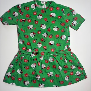 green dalmatian print dress Amanda Dalmatian Flared Dress In Green