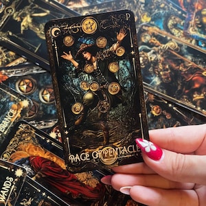 Hand-Drawn 78-Card Tarot Deck, Indie Original Art, Full Set Major Minor Arcana, Oracle Mystical Cards, Dark Fantasy, Tarot Guide Book