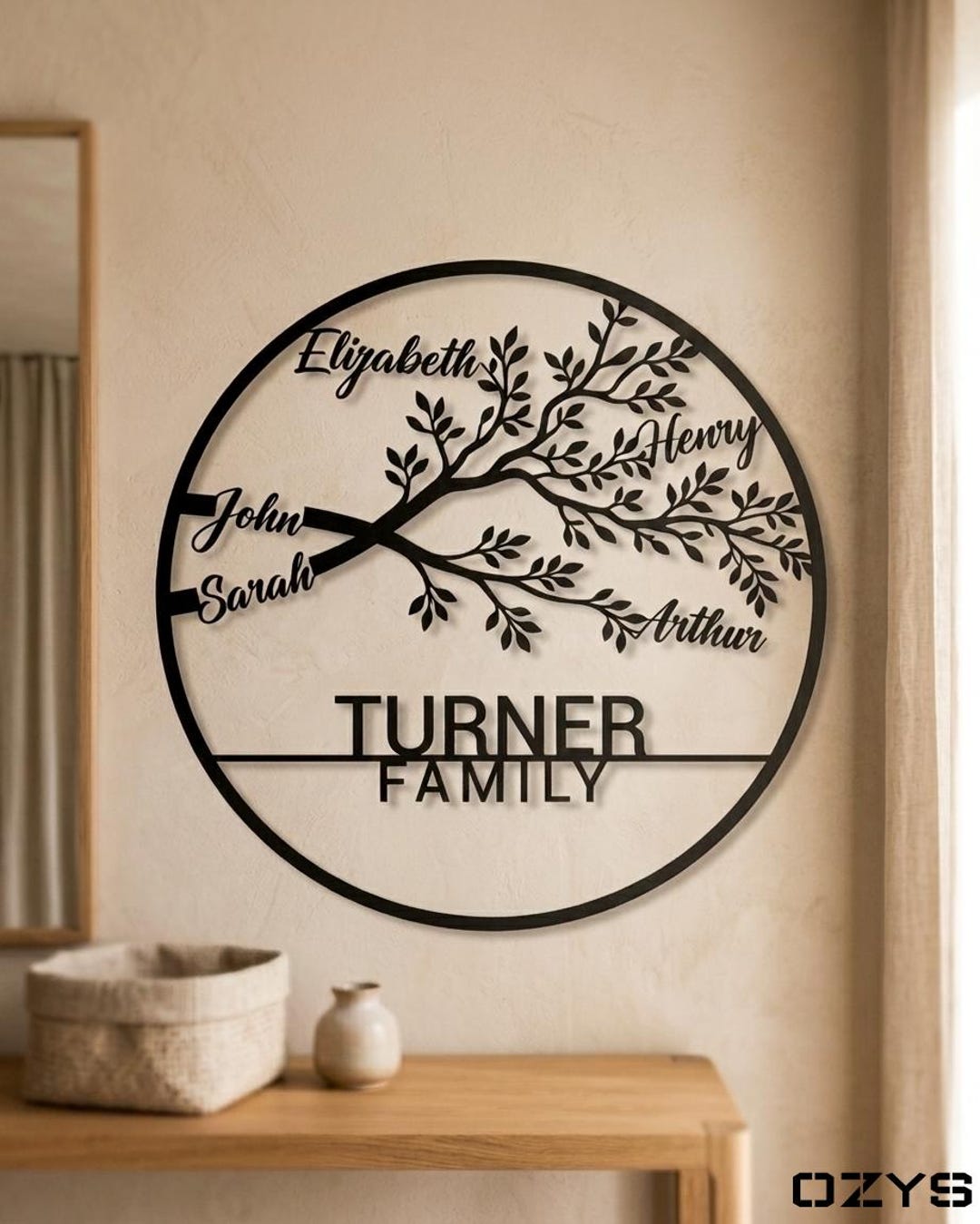 Family Tree Personalized Metal Wall Art, Custom Name Sign, Tree of Life ...