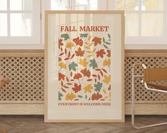 Fall Harvest Market Digital Print, Cozy Autumn Leaves (Digital Download)