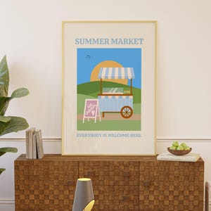 Sztuka lodów, wydruk w sklepie z lodami, wydruk wózka z lodami, sztuka ścienna Summer Aesthetics, wydruk Endless Summer na niedrogi prezent