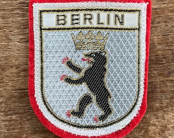 Parche vintage de Berlín, Alemania, Europa | CERVEZA | hilo dorado | escudo de armas corona Alemania RDA emblema | años 70 | recuerdos de guerra