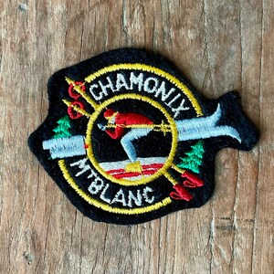 Vintagemärke Chamonix Mont Blanc Frankrike Schweiz Europa | Äkta resesouvenirmärke – Samlarobjekt – Unikt retromärke