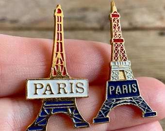 Vintage Paris Eiffeltornsnål – Frankrike Resesouvenir – Retro Kavajmärke – Paris Samlarobjekt – Fransk flagga Landmärkesbrosch