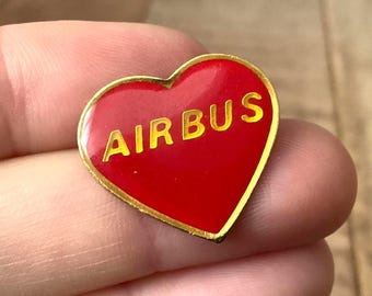 Love AIRBUS Vintage pin | nineties | Rood en Goudkleur goud | luchtmacht | piloot | aviation hart boeing