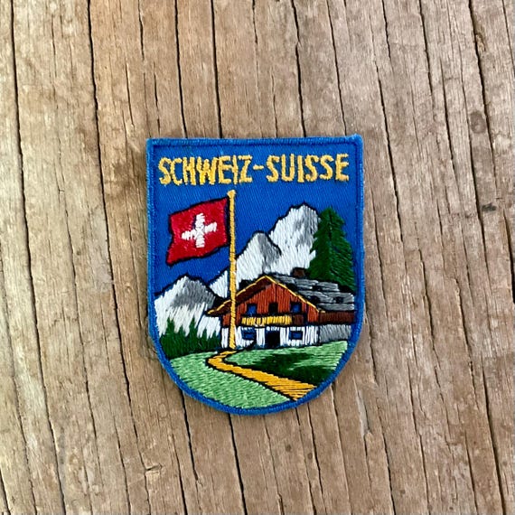 Vintage Switzerland Schweiz Suisse Patch 1970s – Swiss Badge – retro Souvenir Patch – France Swiss flag