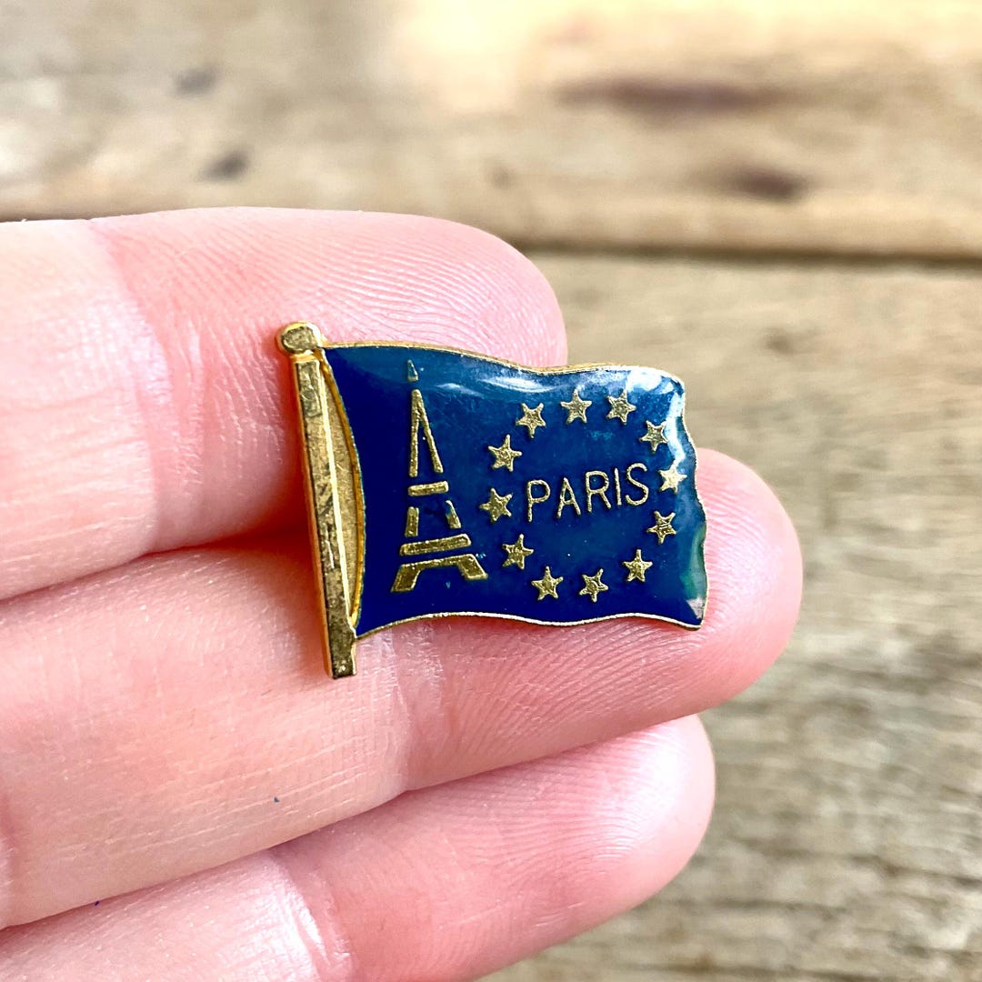 Vintage Paris EU Enamel Pin – Eiffel Tower & European Union Stars ...