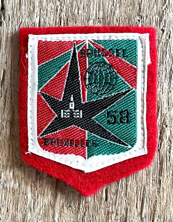 Rare Brussels Europe Expo 58 vintage Patch – Vintage World's Fair 1958 Badge – Atomium & Grand Place – Rare Belgium Souvenir