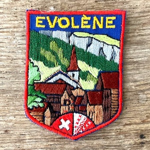 EVOLÈNE Valais Switzerland Europe vintage patch | embleem | souvenirs Europa | gletsjer wandelen ski dent blanche les haudères