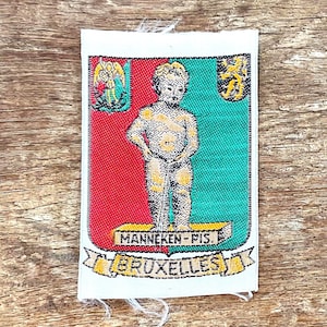 Brussels Manneke Pis | men's vintage travel patch patch emblem | souvenirs from Belgium capital Europe Atomium Belgium Belgian memorabilia