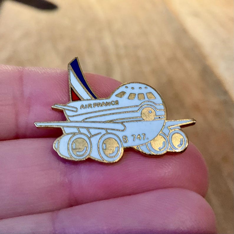 Vintage Air France Boeing 747 Enamel Pin – Airline Aviation Badge – Air France Aircraft Memorabilia – Pilot Gift – Aviation Collectible image 1