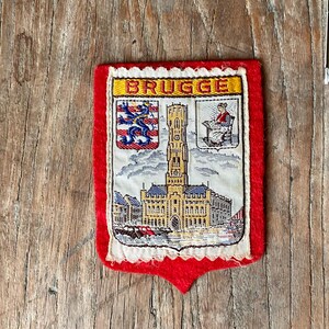 Parche vintage de Brujas, Europa, años 70 – Recuerdo de viaje a Bélgica – Insignia bordada de Brujas – Ciudad medieval UNESCO – Parche retro europeo