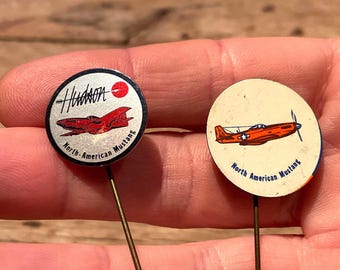 Vintage P-51 Mustang Aircraft Stick Pin | Hudson NY Warbird Lapel Pin | Aviation Memorabilia | Metal Brooch | Pilot Gift Collectible