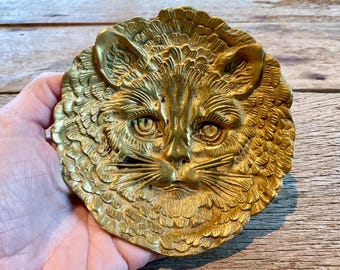 Portagioie antico in ottone francese a forma di gatto - Portagioie Art Déco anni '20 - Porta anelli vintage Vide Poche - Regalo per gli amanti dei gatti