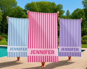 Personalized Striped Beach Towel: Bachelorette Party Gift