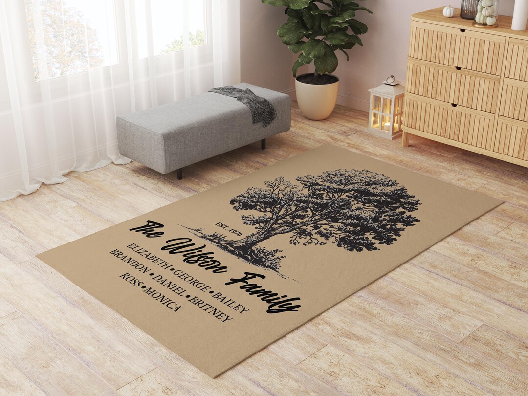 Famval Rug Personalized Family Tree Rug, Custom Family Name Rug With Established ...