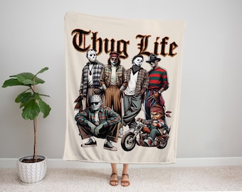 Thug Life Horror Movie Blanket, Spooky Movie CharacterThrow, Cozy  Halloween Decor, Perfect Gift for Horror Lovers, Fun Halloween Gift,