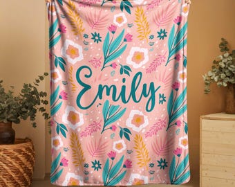Personalized Wildflower Baby Blanket: Custom Girl Name, Soft Fleece