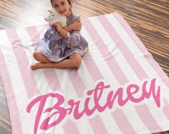 Pink Custom Name Kids Blanket, Lets Go Party Blanket, Personalized Throw,  Birthday Party Gift, Christmas Gift, Pink  Baby Blanket