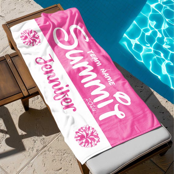 Summit 2026 Cheer Towel, Custom Team Name Cheerleading Gift, Personalized Cheer Squad Towel, Pom Pom Spirit Towel, Cheer Team Gift