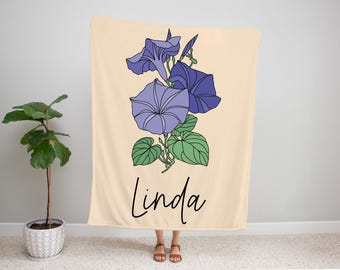 Custom Birth Month Blanket, Birth Flower Blanke,t Personalized Birth Month Blanket Personalized Gifts, Blanket Gift Nana, Gift For Grandma