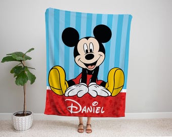 Custom Mickey Mouse Blanket for Kids, Minnie Mouse Blanket for girls, Cozy Disney Blanket, Disney Gift, Cartoon Room Decor, Christmas Gift