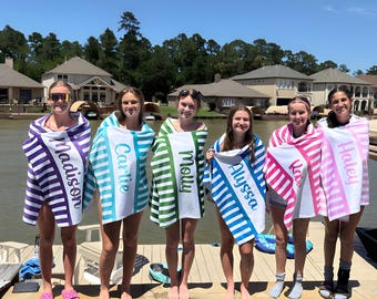 Personalized Beach Towels, Monogrammed Beach Towel, Custom Beach Towel, Bridesmaid Towel, Family Vacation Gift, Girls Trip Towel, Kids Pool