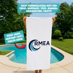 Custom Logo Beach Towel, Pool Towel Gift Appreciation, Towel Gifts for Coworker,Your Logo Here, Towel With Your Logo,Company Logo, team gift