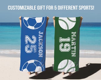 Personalized Sport Team Beach Towel: Custom Baseball, Soccer, Basketball