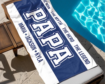 Custom Fathers Day Gift, Personalized Legend Husband Dad Papaw Grandpa Beach Towel, Gifts for Grandpa, Birthday Gift For Papa,  Beach Towel