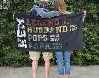 Gifts for Grandpa, Custom Fathers Day Gift, Custom Legend Husband Dad Grandpa Beach Towel, Papa Beach Towel, Gifts for Daddy, Papa Gifts