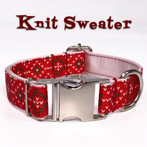 Christmas Knit Sweater Adjustable Dog Collar Leash Set: Quick Release Buckle