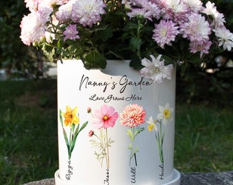 Gepersonaliseerde oma's tuinplantpot, bloempot geboortemaand, oma's tuin, cadeau voor moeder, verjaardagscadeau, cadeau voor kerst