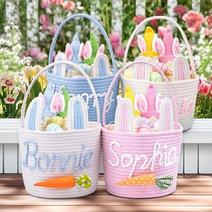 Personalisiertes Osterkörbchen, Benutzerdefinierte Kinder Osterkörbchen mit Namen oder Monogramm, Ostergeschenk für Kinder Mädchen Jungen, Baby Erste Ostern