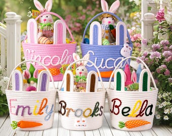 Custom Easter Basket with Names • Personalized Easter Basket for Girl or Boy • First Easter Gift • Easter Decorations