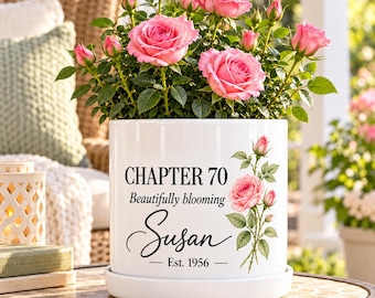 Milestone Birthday Gift for Her, Personalized Flower Pot with Age and Message, 50th 60th 70th 80th Birthday Planter