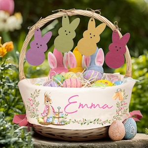 Personalisierte Osterkorb Liner, Benutzerdefinierte Kinder Osterkorb Liner mit Namen oder Monogramm, Ostergeschenk für Kinder Mädchen Jungen, Baby Erste Ostern