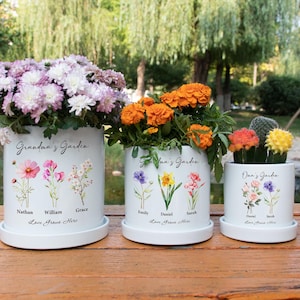 Moederdagcadeau gepersonaliseerd, aangepaste oma's tuinplant bloempot, oma's tuin, cadeau voor oma, moeder of dochter, verjaardagscadeau