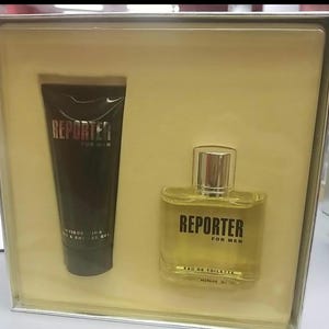 Profumo Reporter per uomo, set regalo da 2 pezzi, spray EDT da 2,5 Oz/75 ML e doccia da 3,4 Oz/100 ML. Nuovo nella confezione originale.