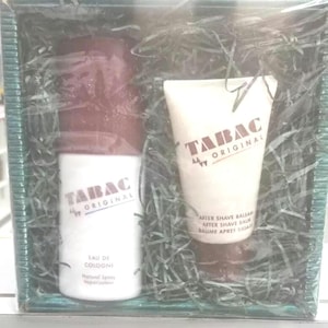 Tabac Original cologne Set 2 pezzi per uomo 3,4 oz eau de cologne spray e 2,5 oz after shave. Nuovo. Fuori produzione. Vintage