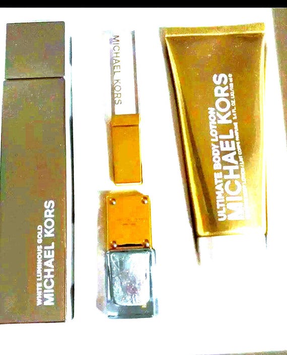 Michael Kors White Luminous Gold 4-piece Gift Set - Etsy display picture 1