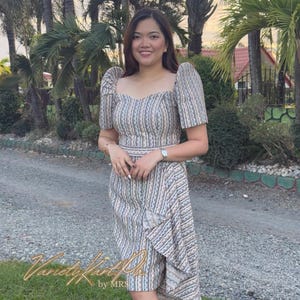 Filipiniana Blazer Top and Skirt with Ruffles Set in Shade of Brown
