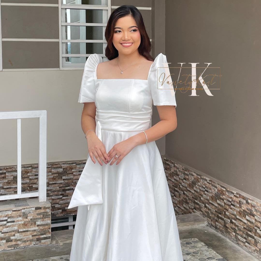 Civil Wedding Offwhite Filipiniana Reception Dress for Bride