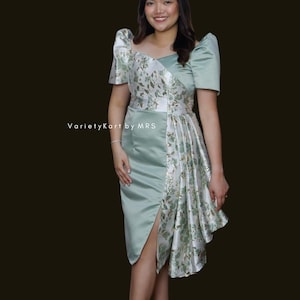 Filipiniana Blazer Top and Skirt with Ruffles Set in Shade of Brown