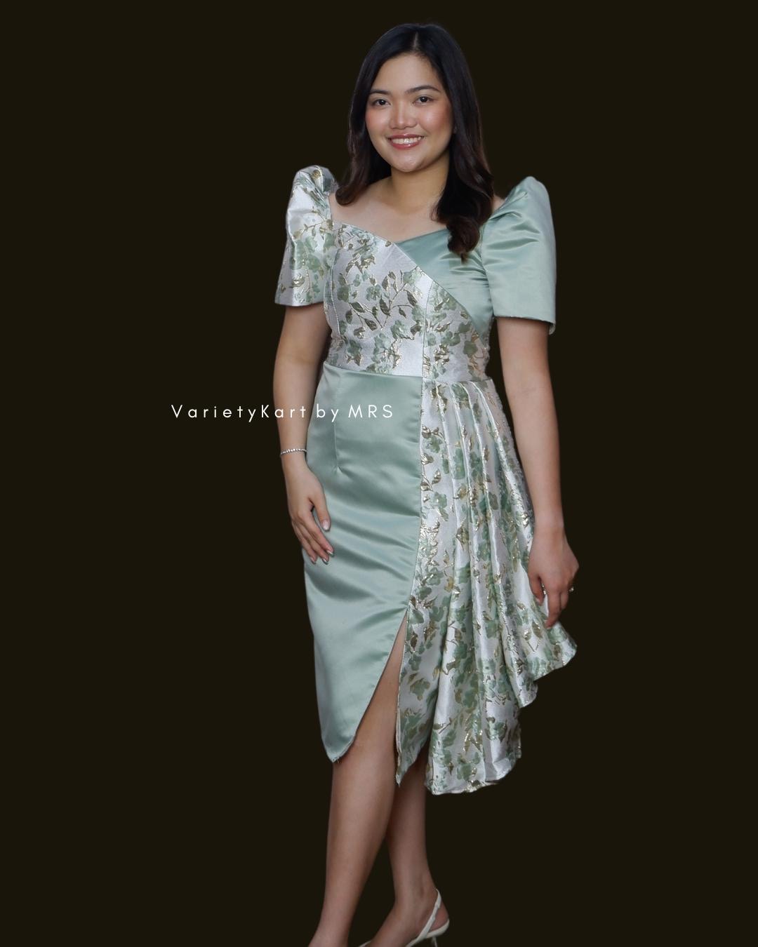 gauge81 green dress Premium Jusi Barong Dress Cultural Green Yellow - Ella