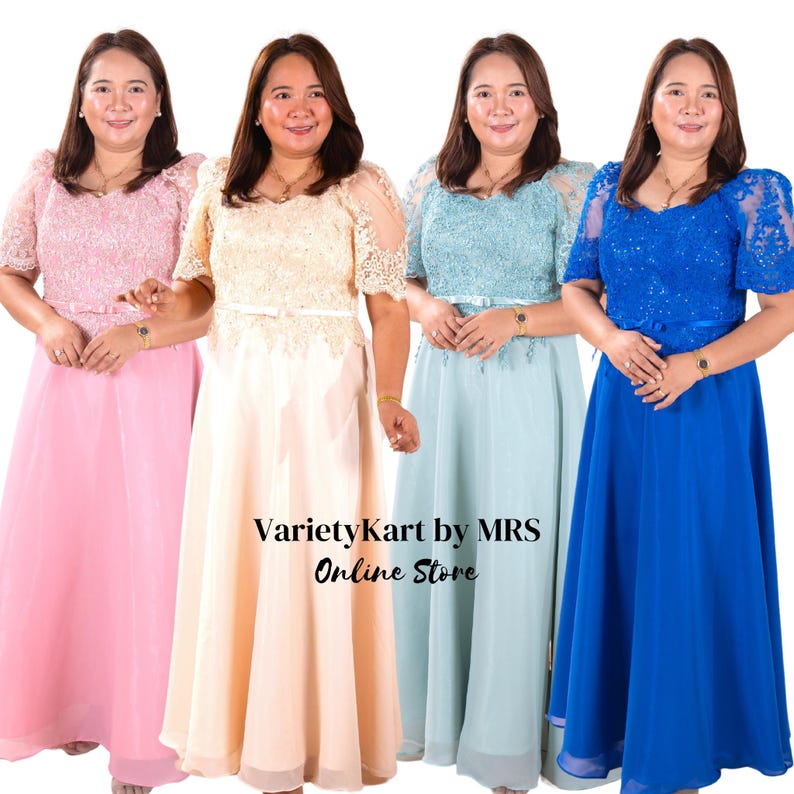 Chiffon Long Gown for Mother / Sponsor Formal Dress Corded Lace With ...