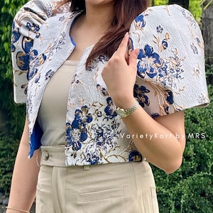 Modern Classic Brocade Filipiniana in Blue/Green/Pink/Mocha TOP ONLY